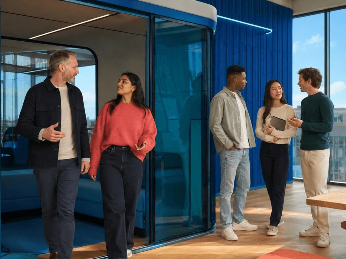 A group of students in an enterprise environment