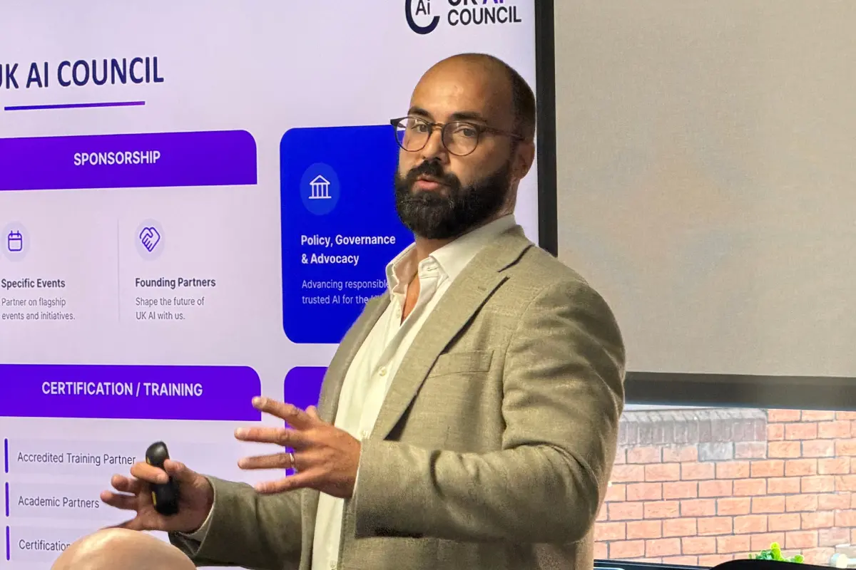 Philip Blake, CEO of the UK AI Council presenting